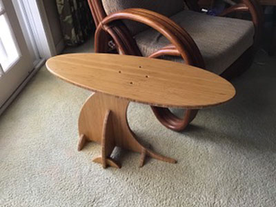 Plyboo Surfboard End Table Top View