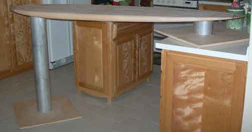Wood surfboard bar top